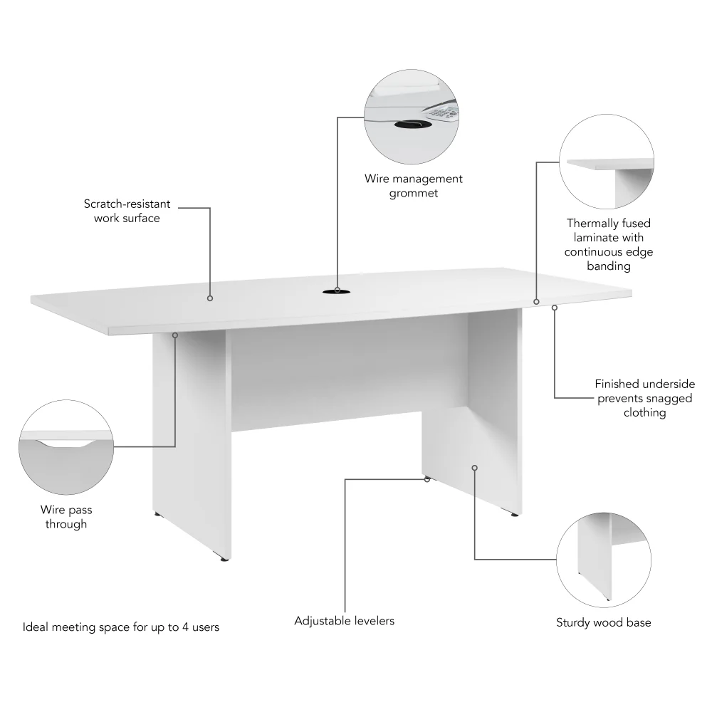 72-inch Office Conference Table with Wood Base - Image 18