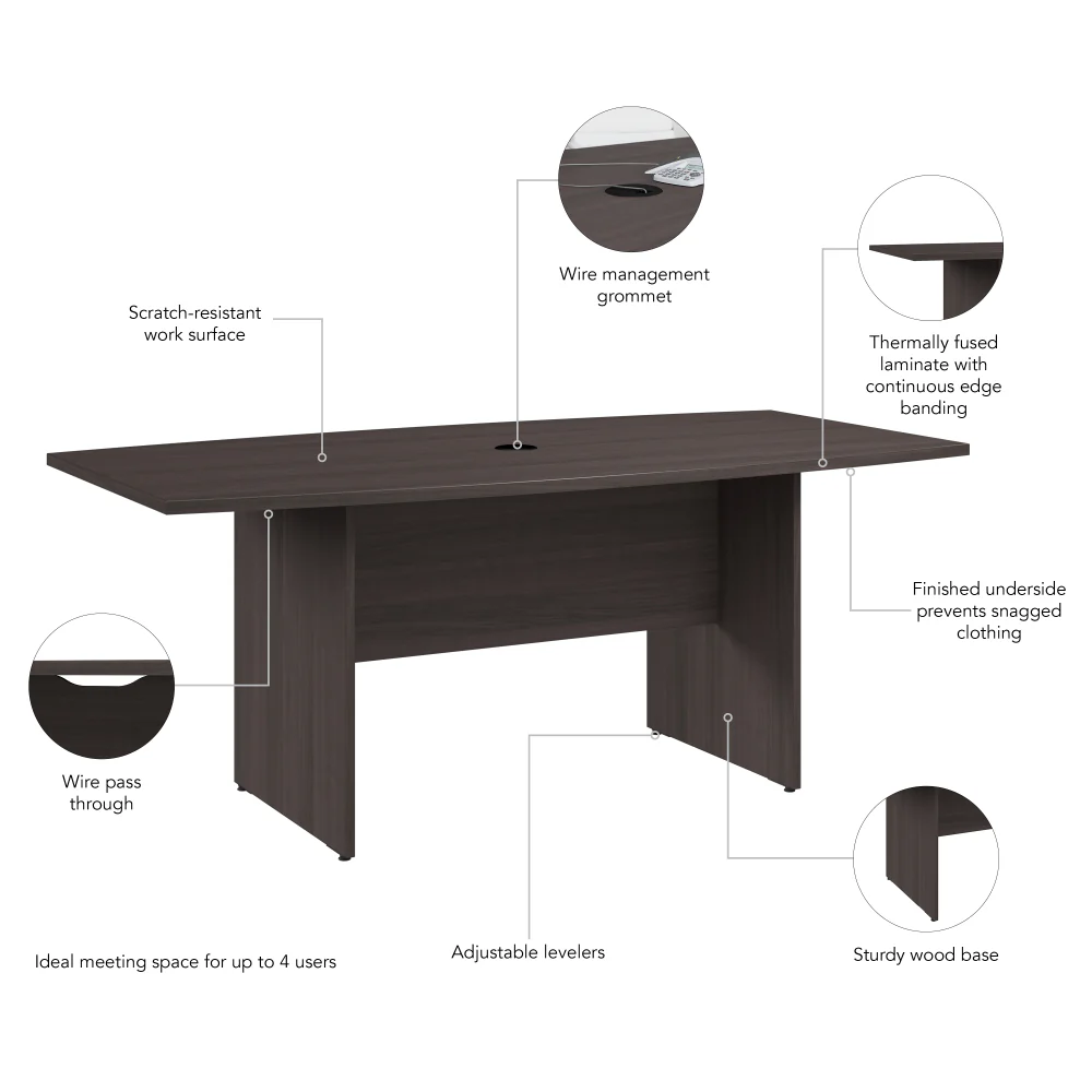 72-inch Office Conference Table with Wood Base - Image 24
