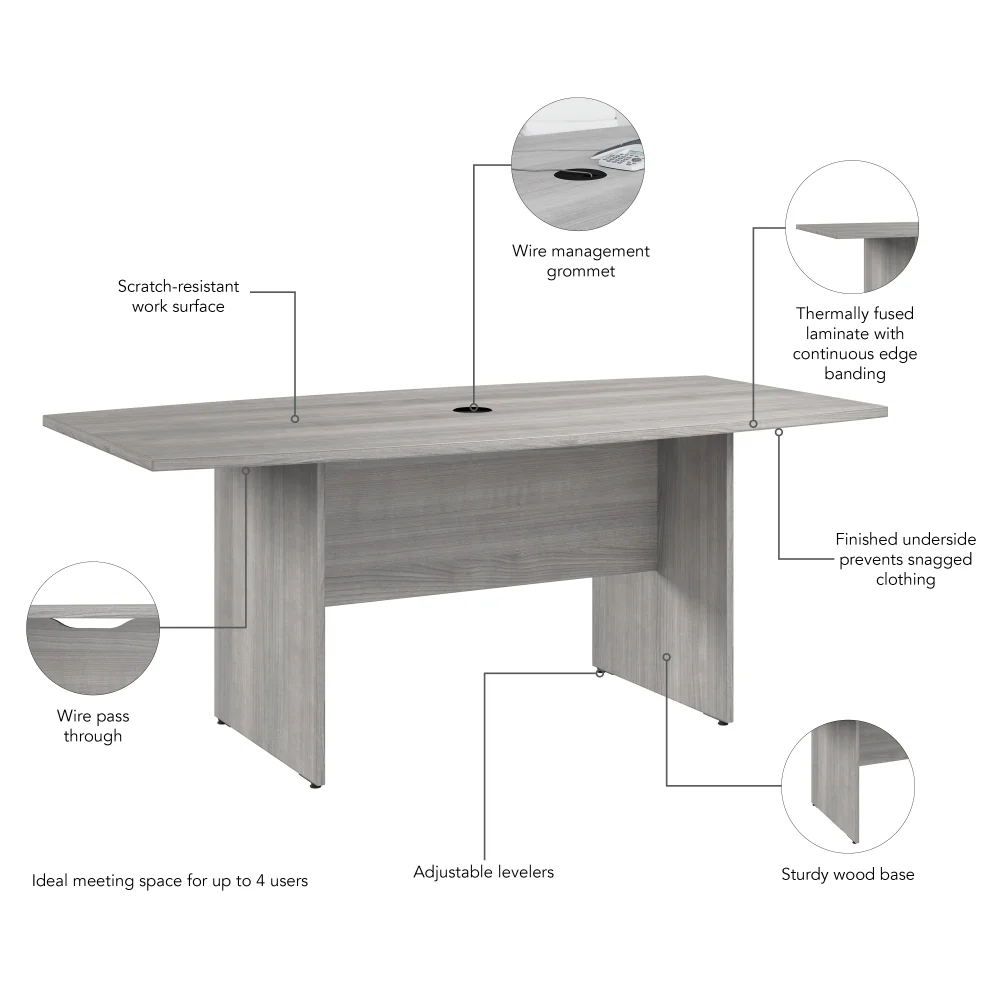 72-inch Office Conference Table with Wood Base - Image 30