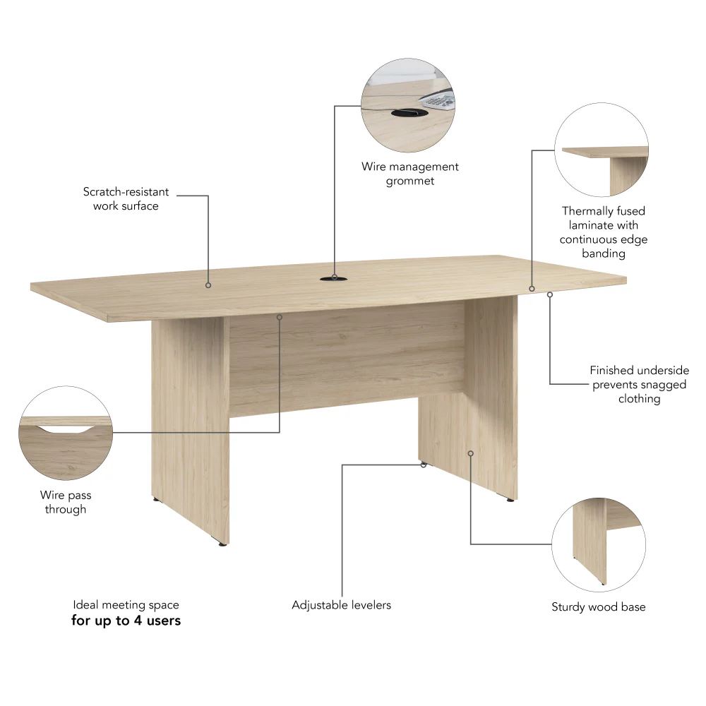 72-inch Office Conference Table with Wood Base - Image 42
