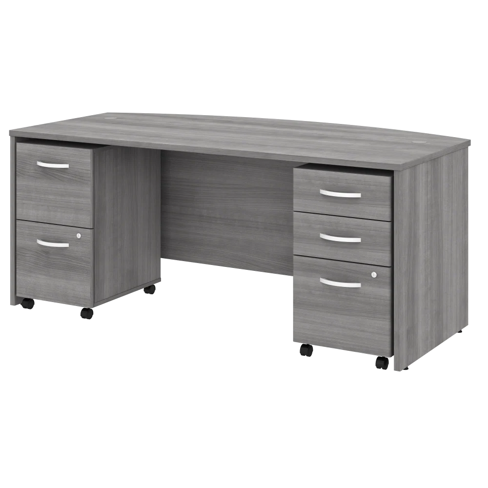 Studio C 72W x 36D Bow Front Desk with Mobile File Cabinets - Image 12
