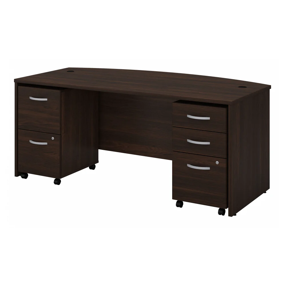 Studio C 72W x 36D Bow Front Desk with Mobile File Cabinets - Image 17