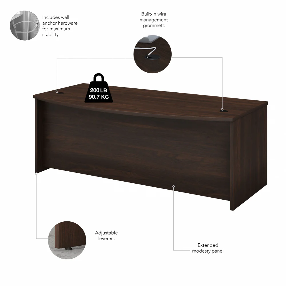 Studio C 72W x 36D Bow Front Desk with Mobile File Cabinets - Image 22