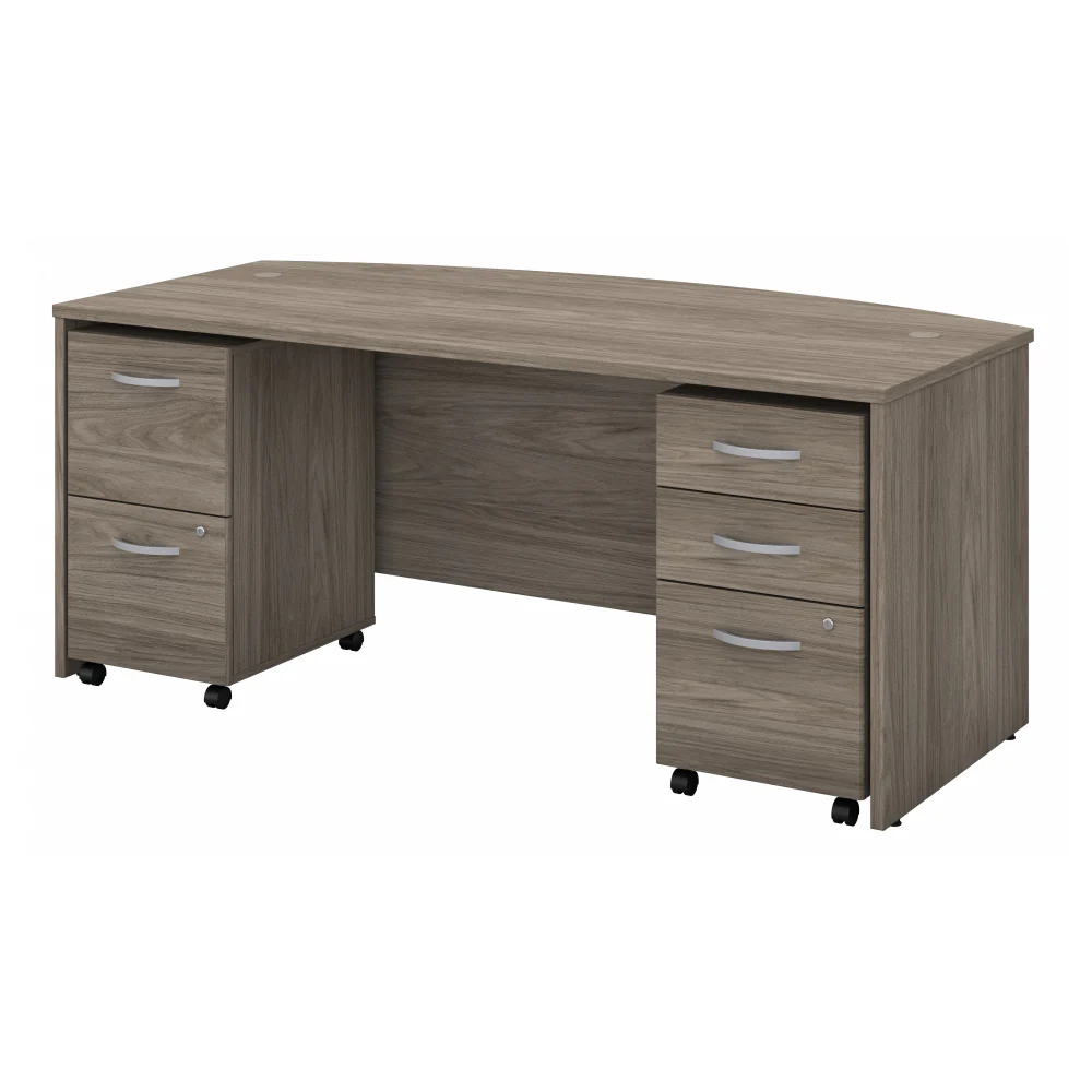 Studio C 72W x 36D Bow Front Desk with Mobile File Cabinets - Image 24