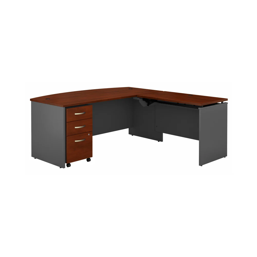 Series C 72W x 36D 3 Position Bow Front Sit to Stand L Shaped Desk with Mobile File Cabinet - Image 11