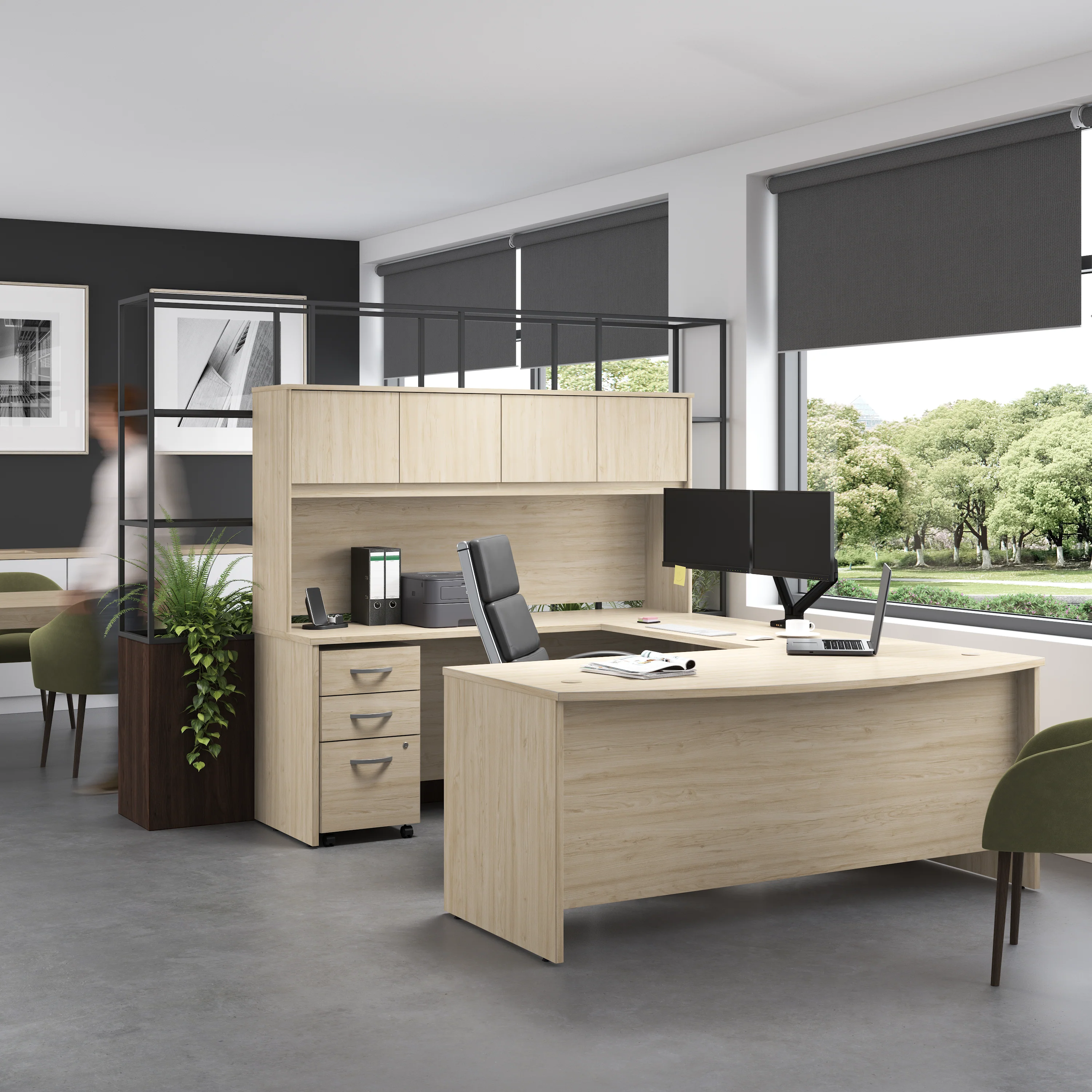 Studio C 72W x 36D U Shaped Desk with Hutch and Mobile File Cabinet - Image 16