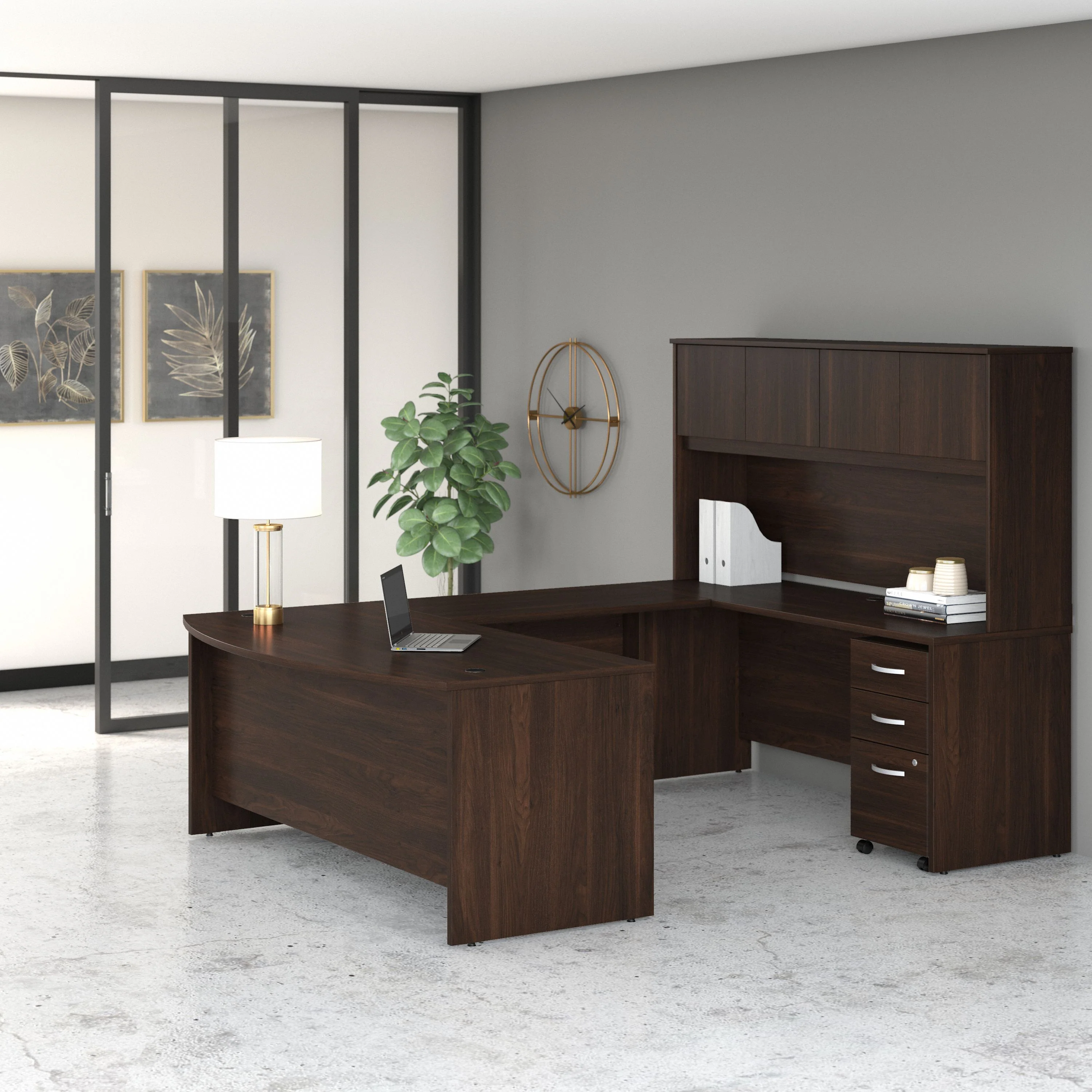 Studio C 72W x 36D U Shaped Desk with Hutch and Mobile File Cabinet - Image 21