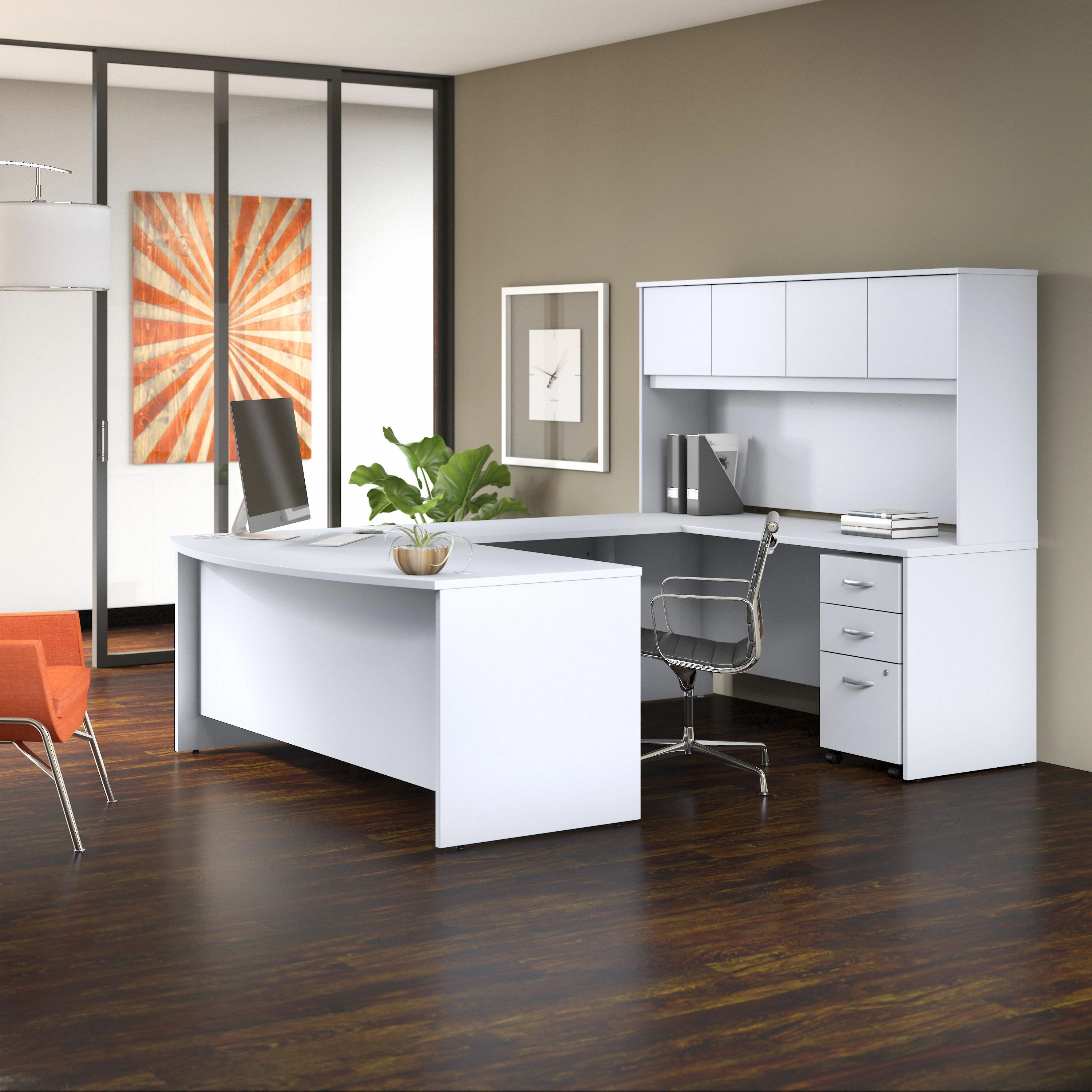 Studio C 72W x 36D U Shaped Desk with Hutch and Mobile File Cabinet - Image 6
