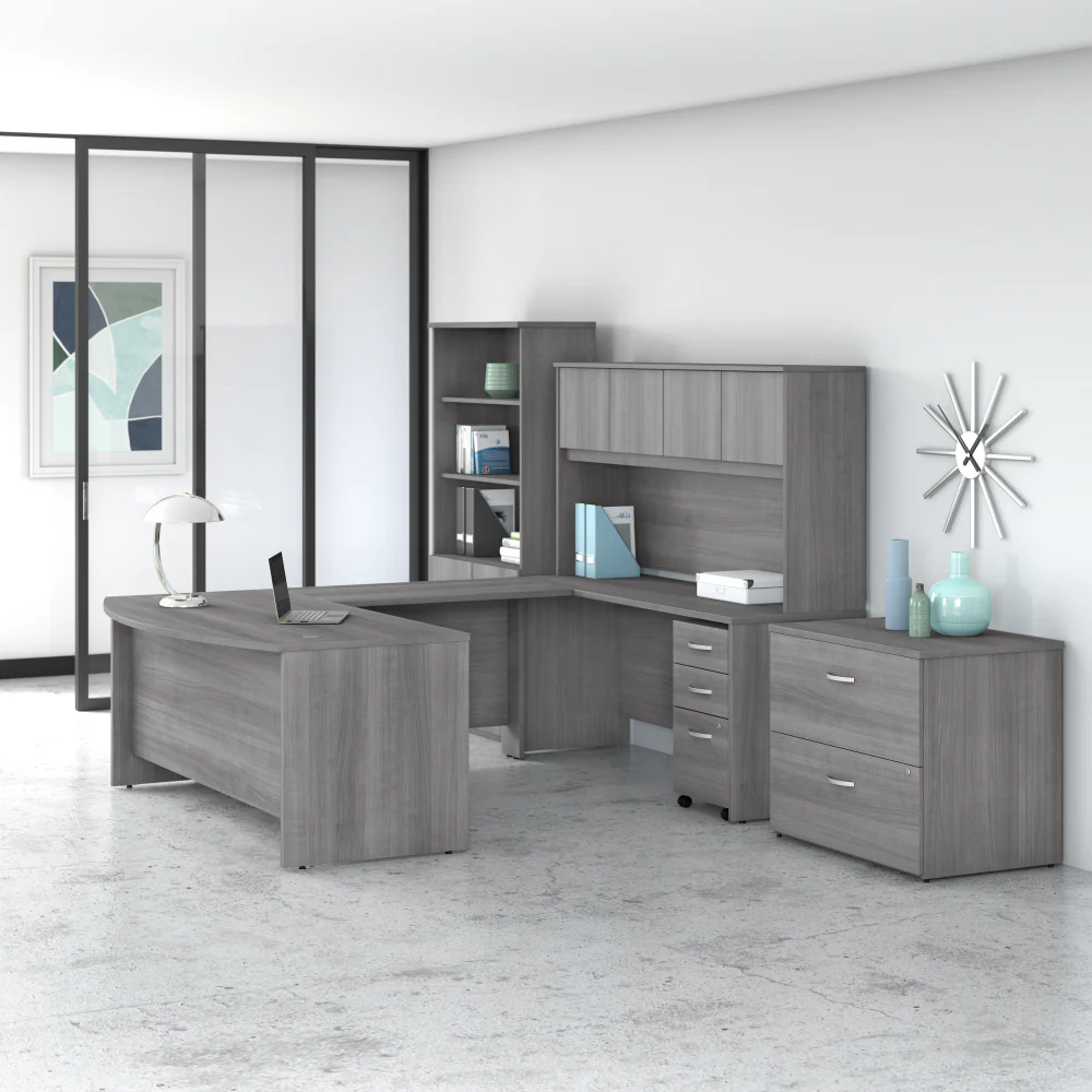 Studio C 72W x 36D U Shaped Desk with Hutch, Bookcase and File Cabinets - Image 25