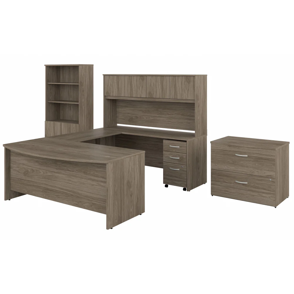 Studio C 72W x 36D U Shaped Desk with Hutch, Bookcase and File Cabinets - Image 6