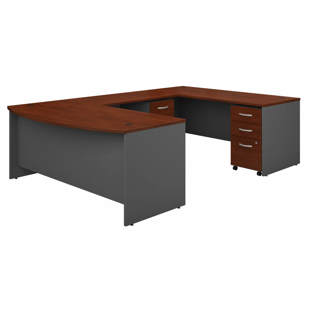Series C 72W x 36D Bow Front U Shaped Desk with Mobile File Cabinets - Image 6