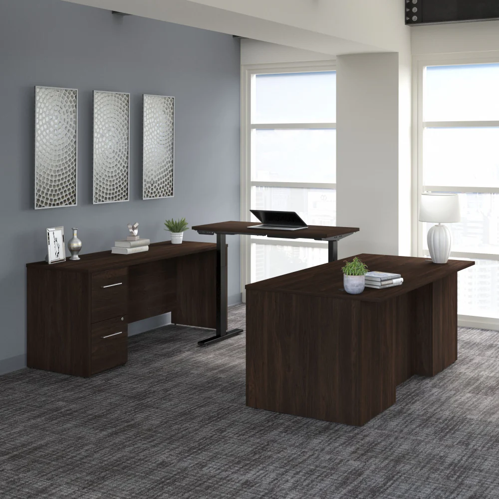 Office 500 72W Height Adjustable U Shaped Executive Desk with Drawers - Image 8