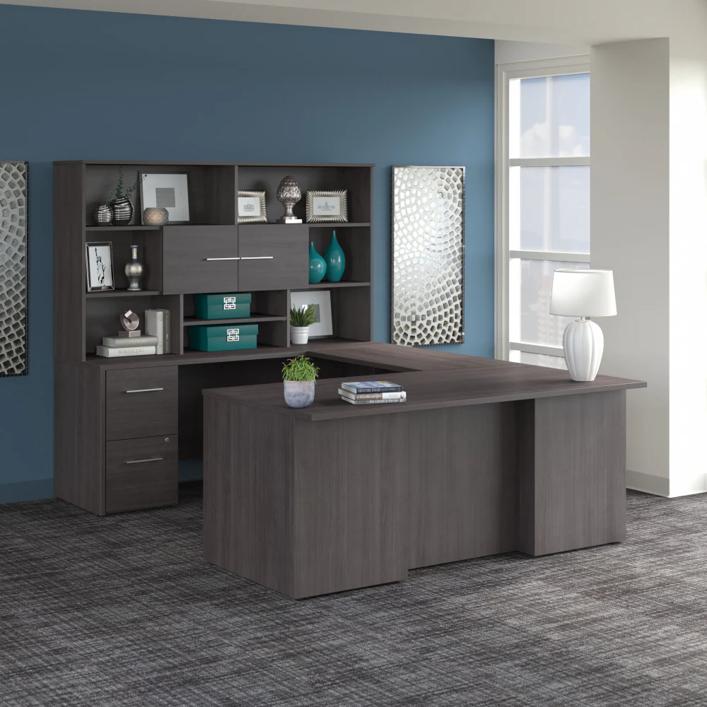 Office 500 72W U Shaped Executive Desk with Drawers and Hutch - Image 14