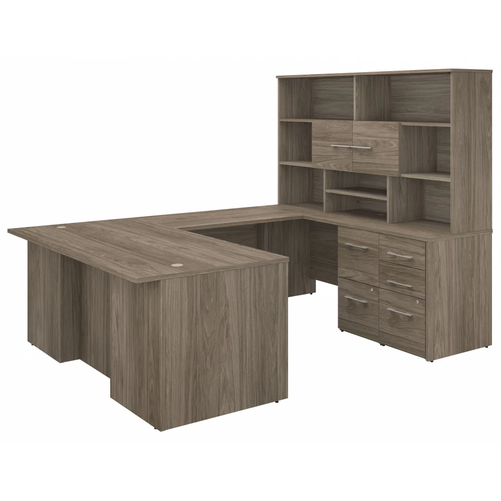 Office 500 72W U Shaped Executive Desk with Drawers and Hutch - Image 7