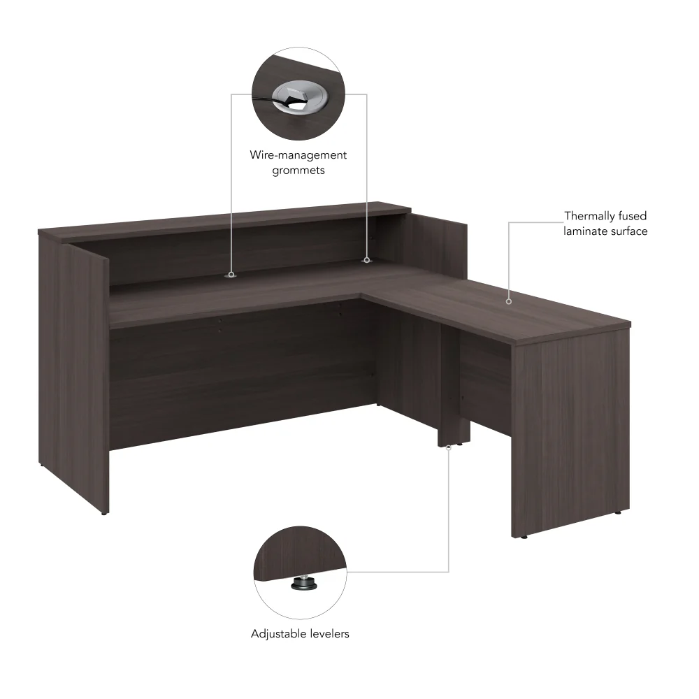 Arrive 72W x 72D L Shaped Reception Desk with Shelf - Image 21