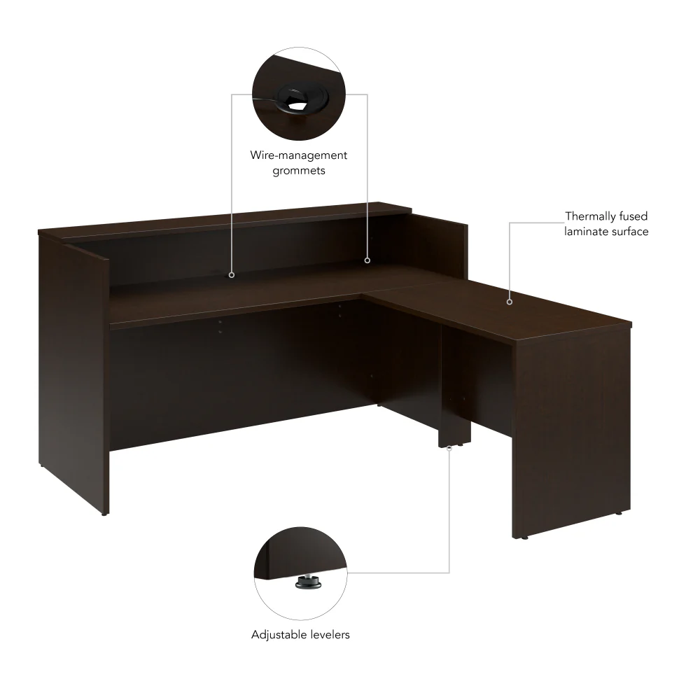 Arrive 72W x 72D L Shaped Reception Desk with Shelf - Image 7