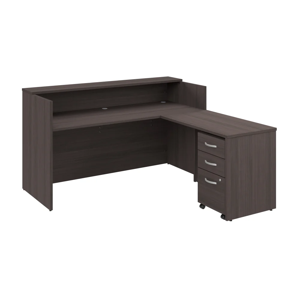 Arrive 72W x 72D L Shaped Reception Desk with Shelf and Mobile File Cabinet - Image 9