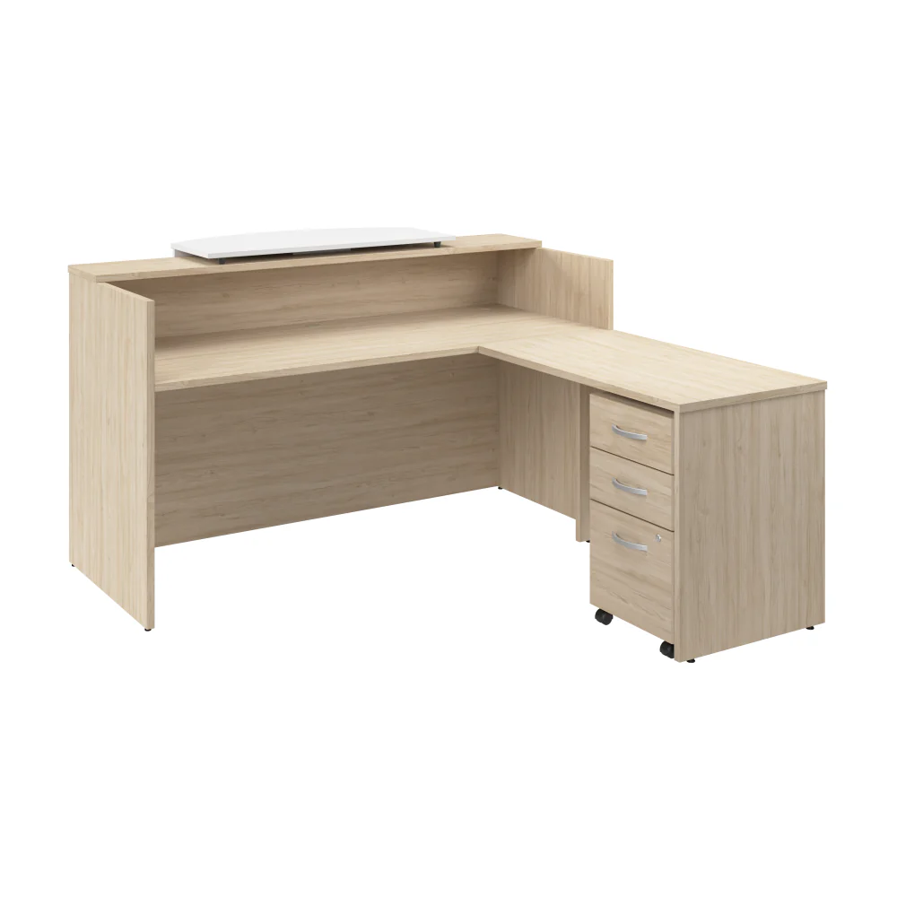 Arrive 72W x 72D L Shaped Reception Desk with Counter and Mobile File Cabinet - Image 10