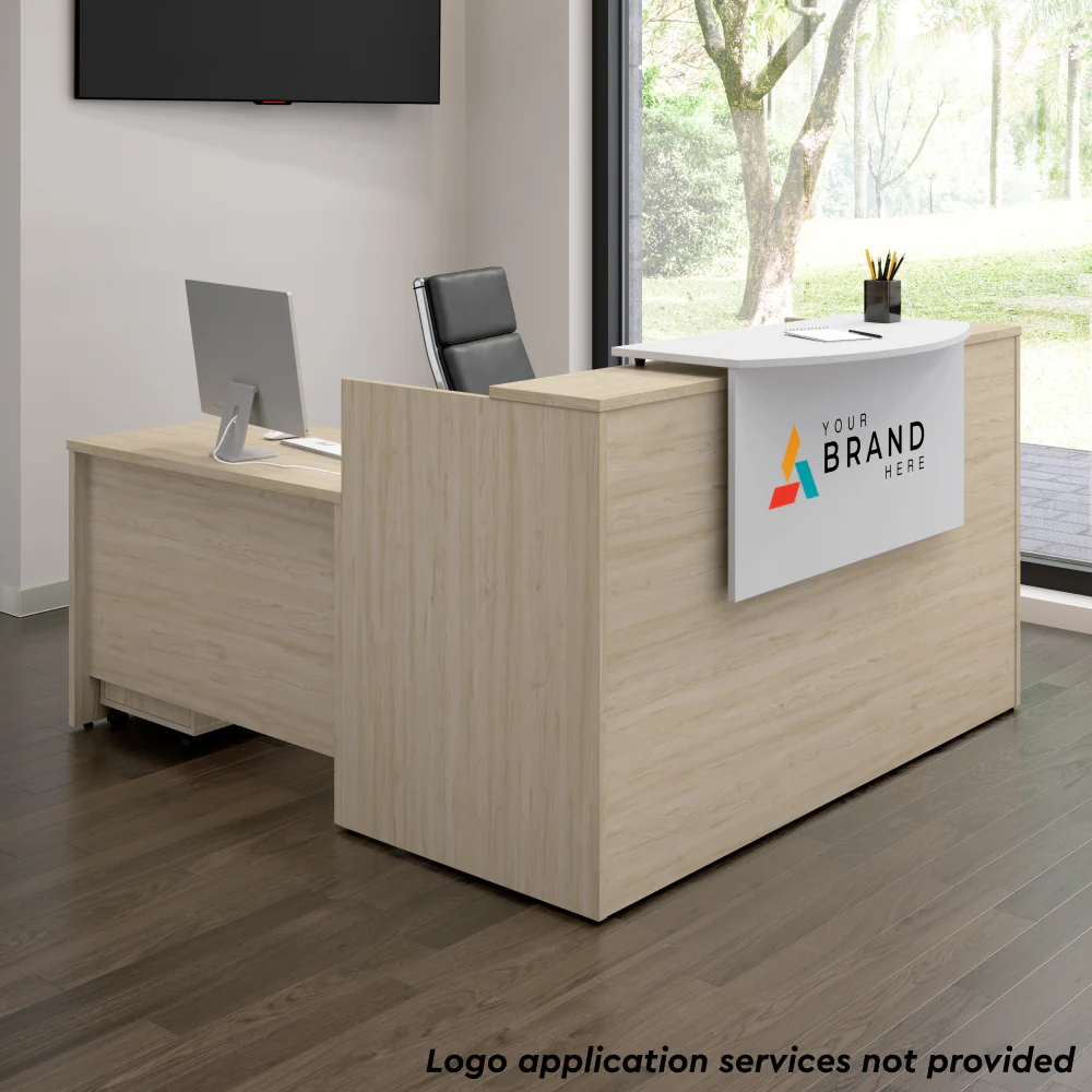 Arrive 72W x 72D L Shaped Reception Desk with Counter and Mobile File Cabinet - Image 13