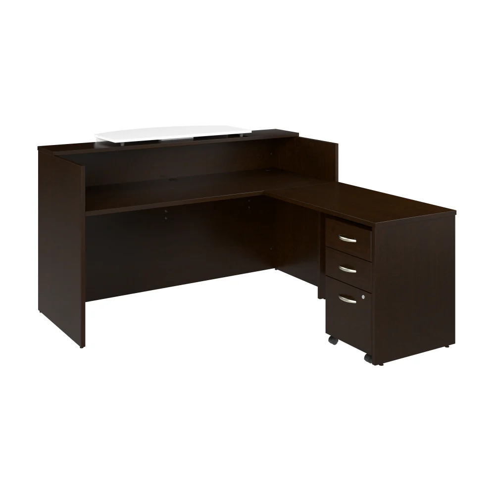 Arrive 72W x 72D L Shaped Reception Desk with Counter and Mobile File Cabinet - Image 19