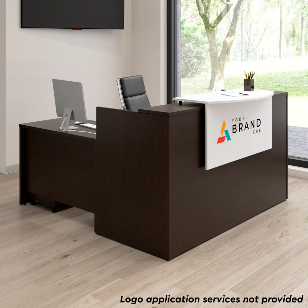 Arrive 72W x 72D L Shaped Reception Desk with Counter and Mobile File Cabinet - Image 22