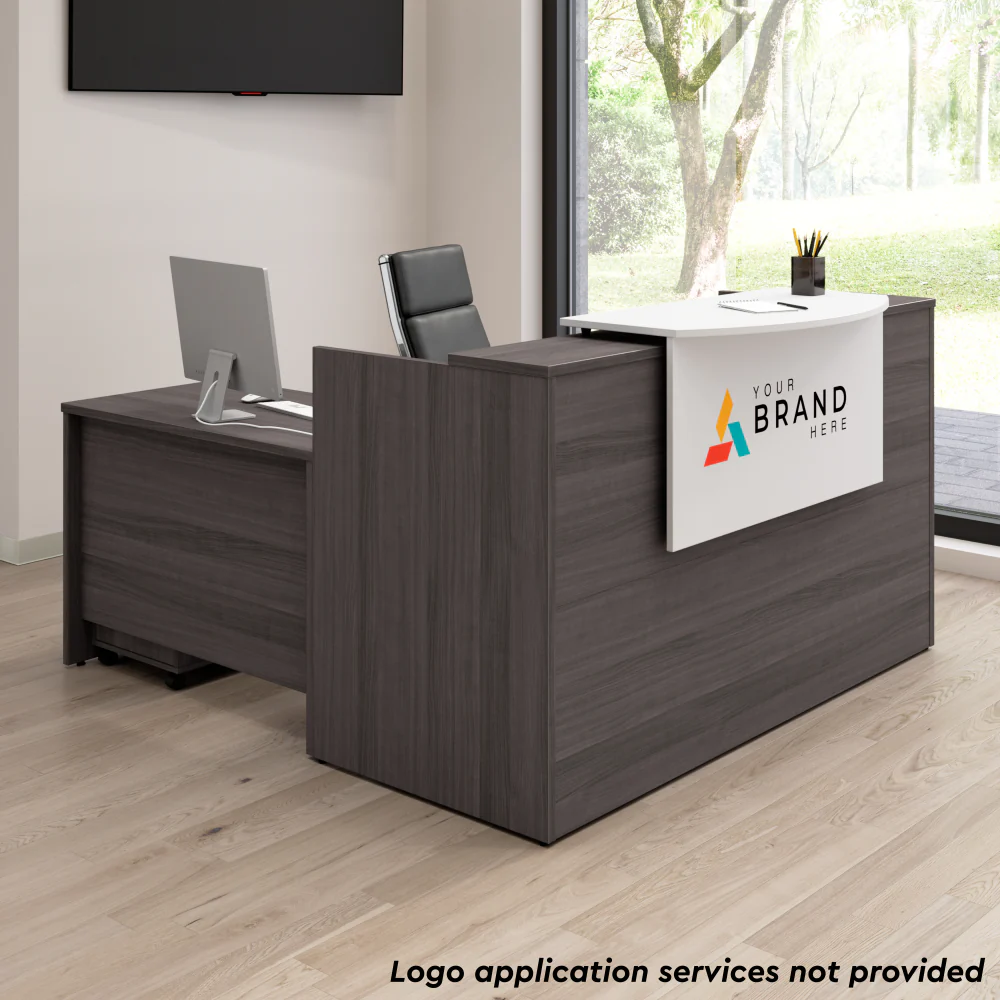 Arrive 72W x 72D L Shaped Reception Desk with Counter and Mobile File Cabinet - Image 4