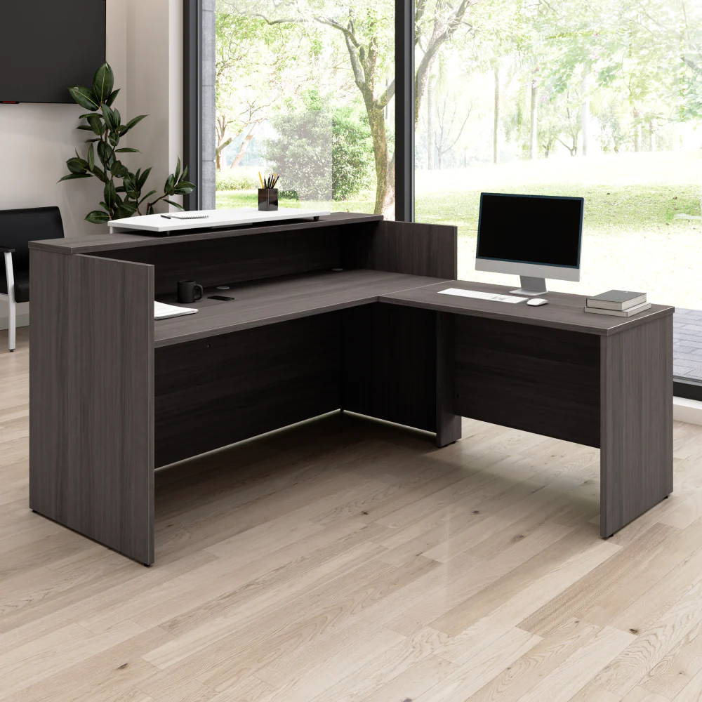 Arrive 72W x 72D L Shaped Reception Desk with Counter - Image 11