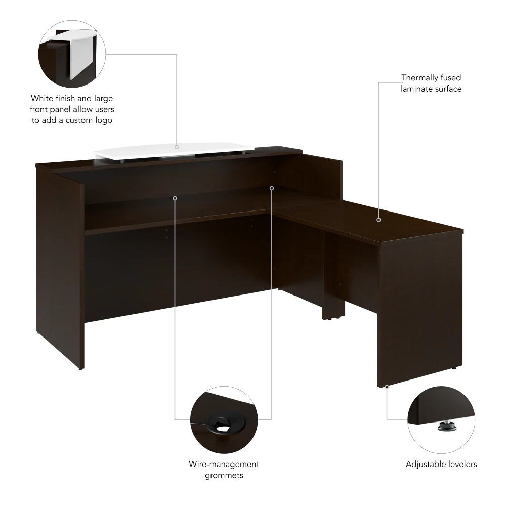 Arrive 72W x 72D L Shaped Reception Desk with Counter - Image 27