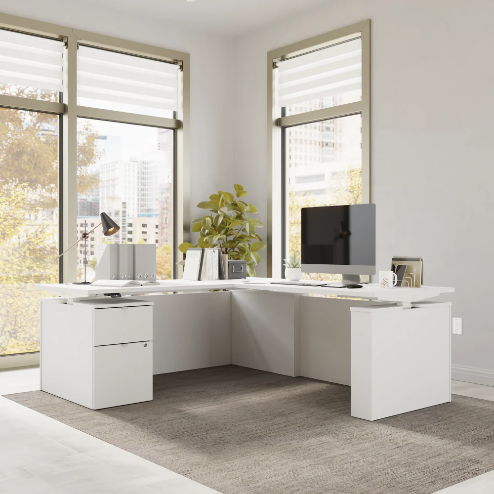 Stratus 72W x 78D Height Adjustable L Shaped Standing Desk with File Cabinet - Image 10