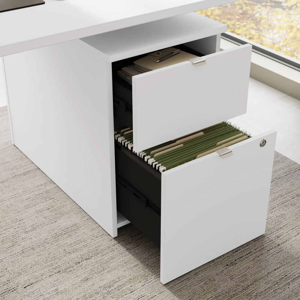 Stratus 72W x 78D Height Adjustable L Shaped Standing Desk with File Cabinet - Image 12