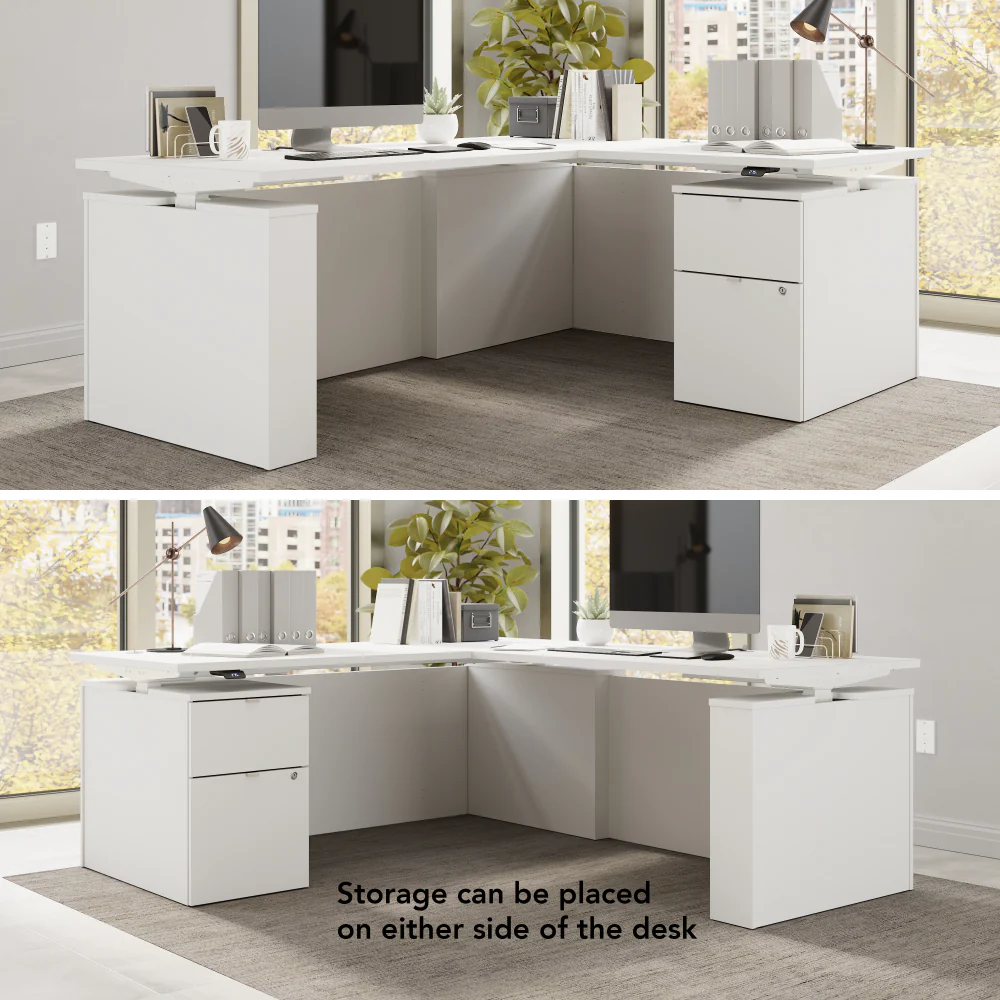 Stratus 72W x 78D Height Adjustable L Shaped Standing Desk with File Cabinet - Image 13