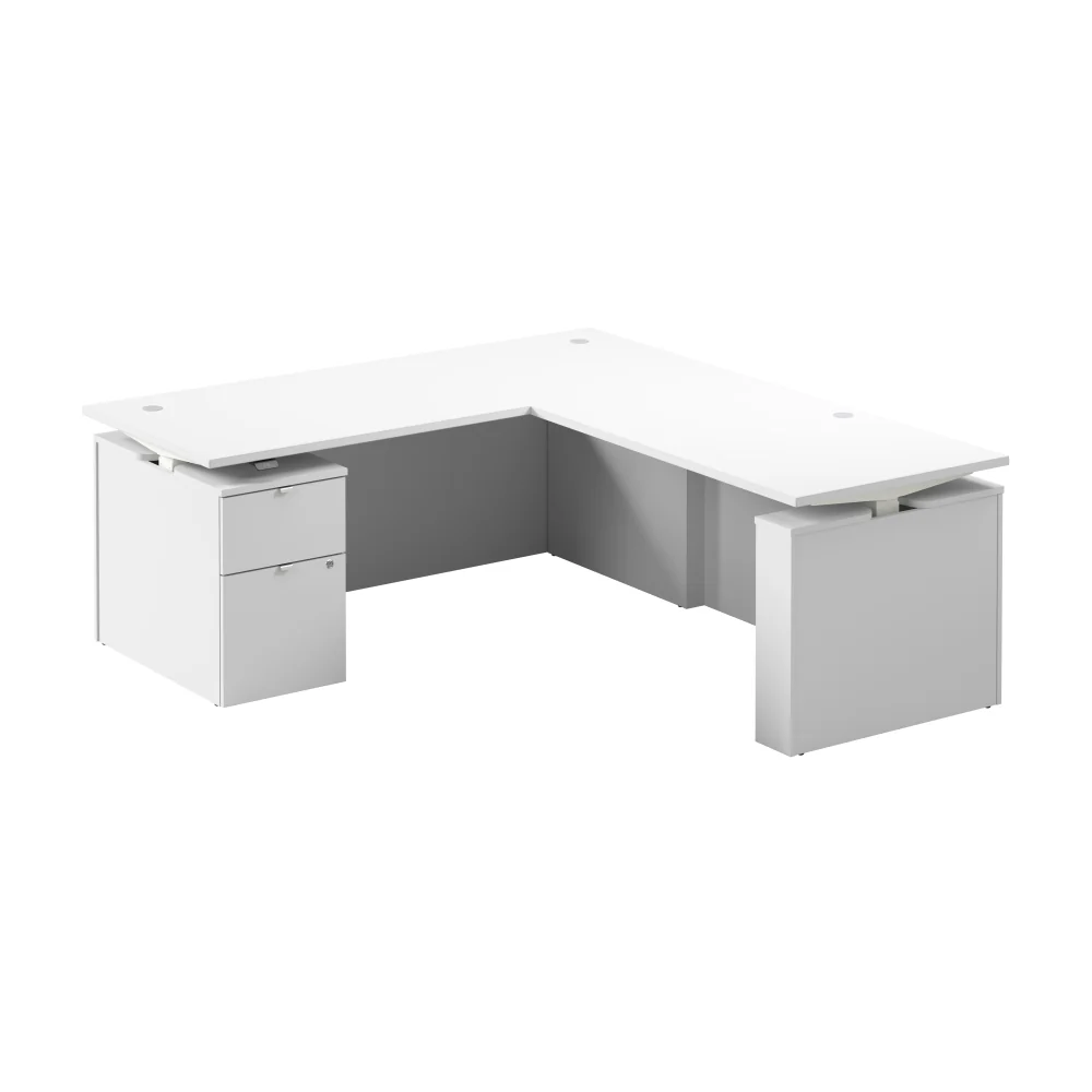 Stratus 72W x 78D Height Adjustable L Shaped Standing Desk with File Cabinet - Image 8