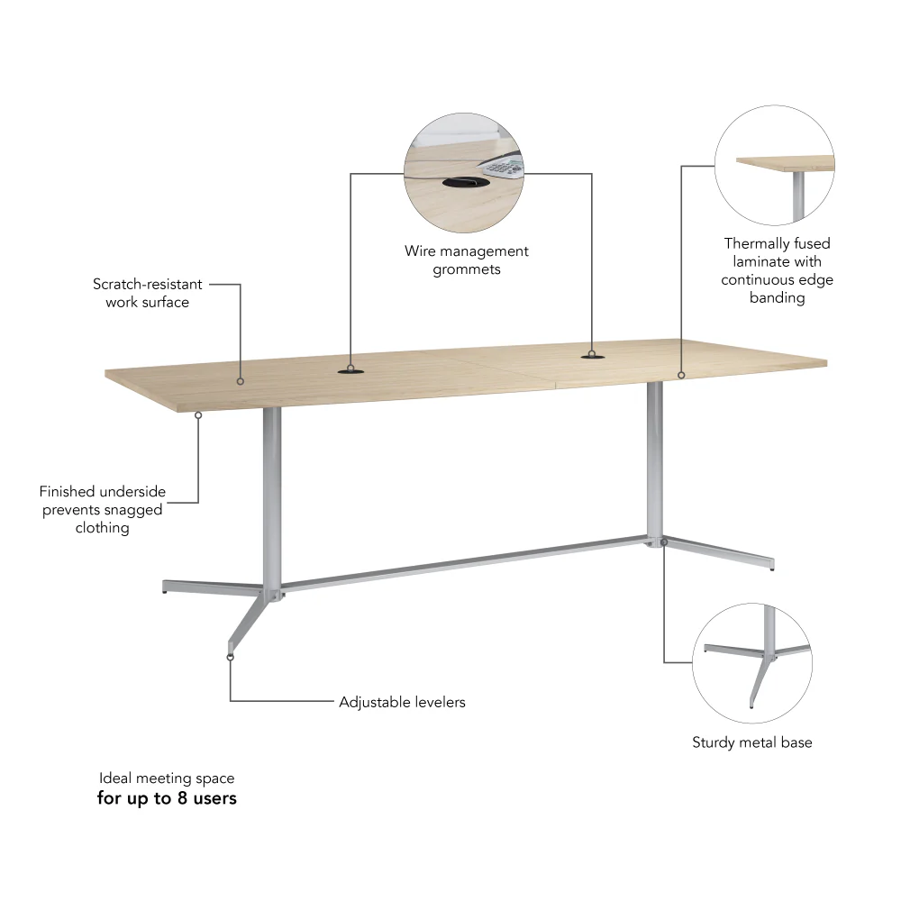 96-inch Office Conference Table with Metal Base - Image 6