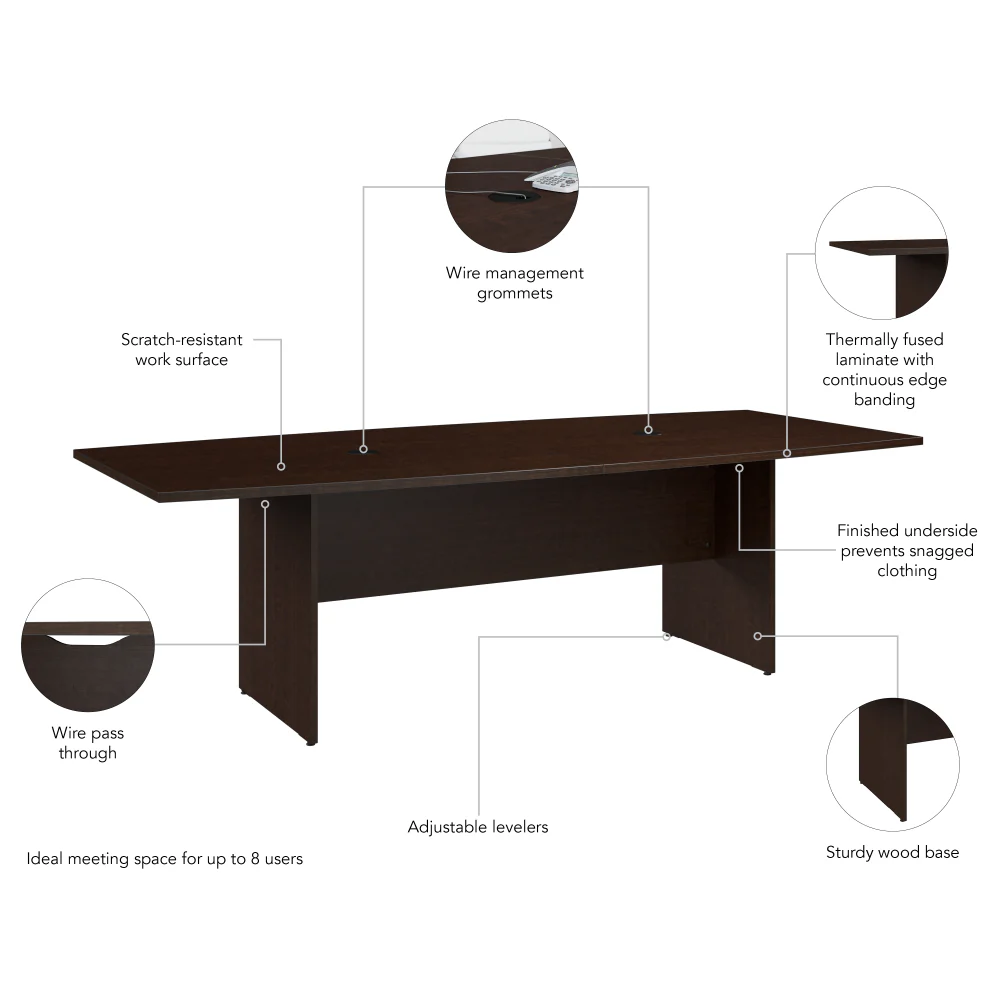 96-inch Office Conference Table with Wood Base - Image 12