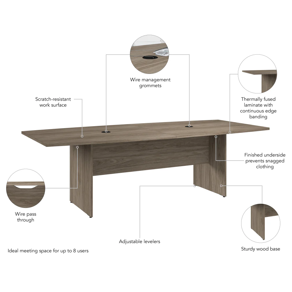 96-inch Office Conference Table with Wood Base - Image 18