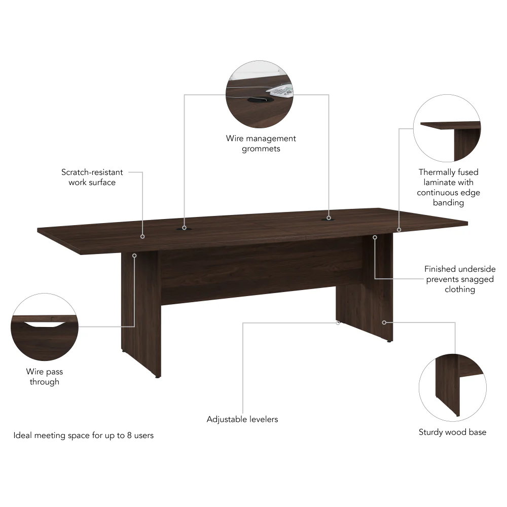 96-inch Office Conference Table with Wood Base - Image 30