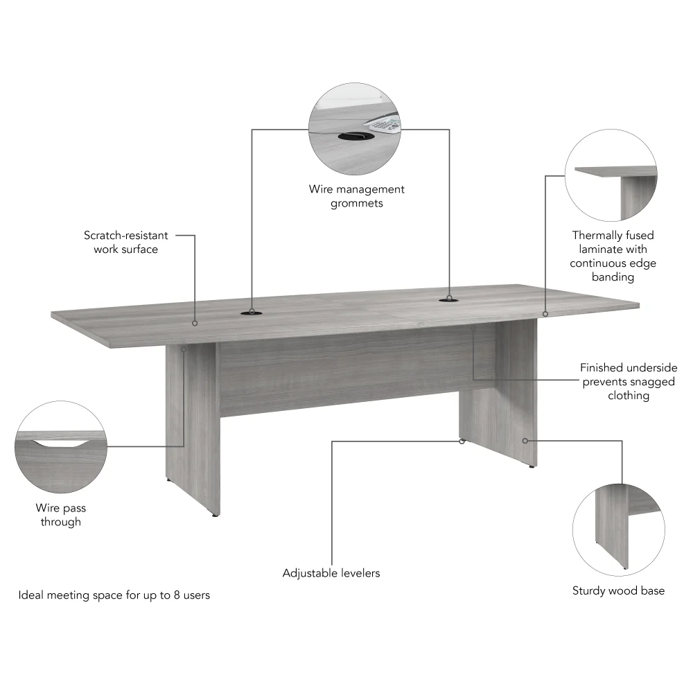 96-inch Office Conference Table with Wood Base - Image 36