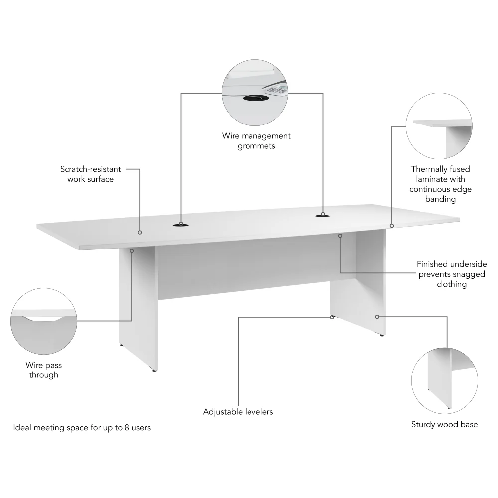 96-inch Office Conference Table with Wood Base - Image 6