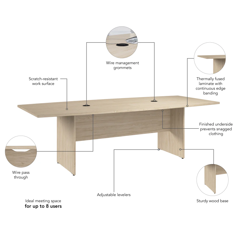 96-inch Office Conference Table with Wood Base - Image 6