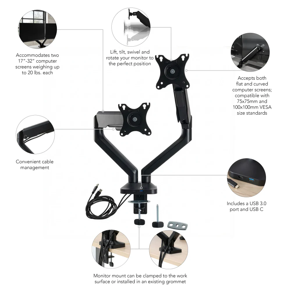 Adjustable Dual Monitor Arm - Image 6
