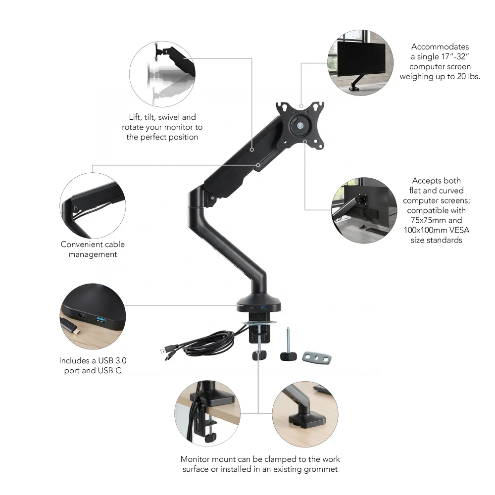 Adjustable Single Monitor Arm - Image 6