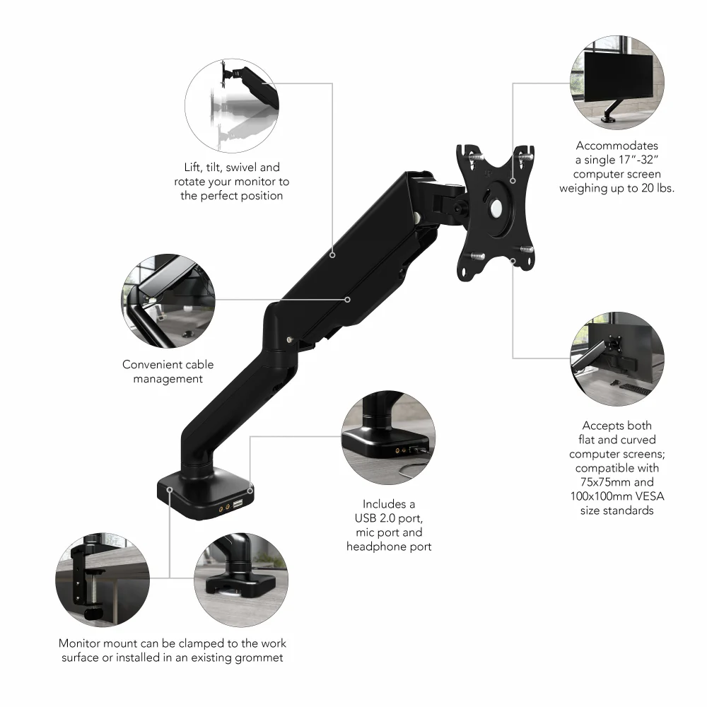 Adjustable Single Monitor Arm - Image 7