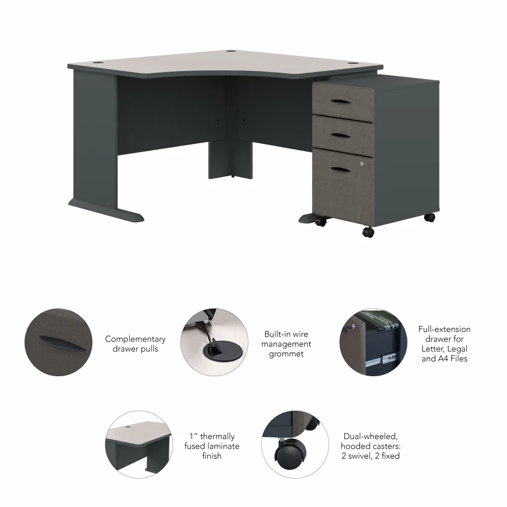 Series A 48W Corner Desk with Mobile File Cabinet - Image 12