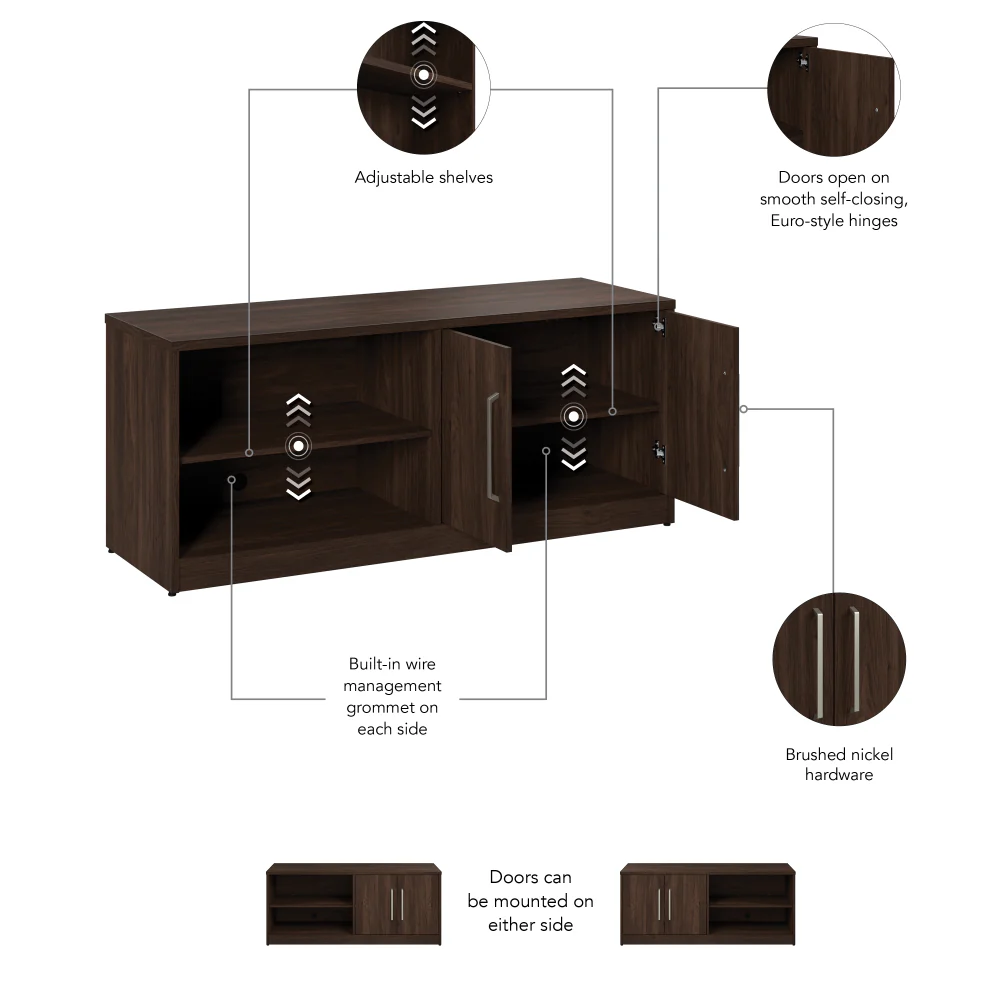 Vista Low Storage Cabinet with Doors and Shelves - Image 5