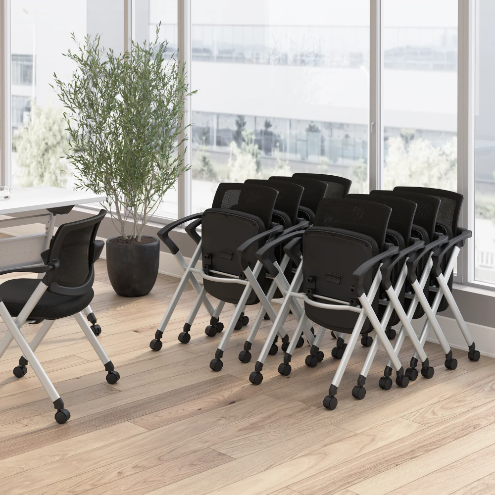 Envision Mesh Back Folding Chairs with Arms - Set of 2 - Image 4