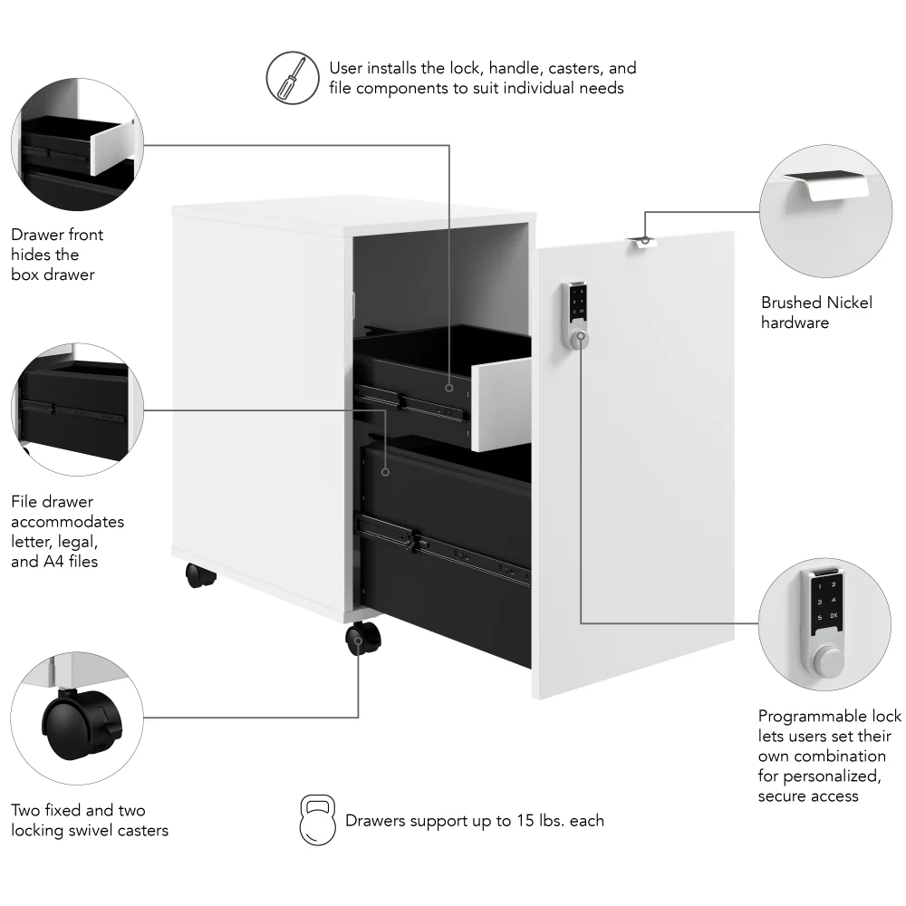 Assure Mobile File Cabinet with Drawers and Keypad Lock - Image 12