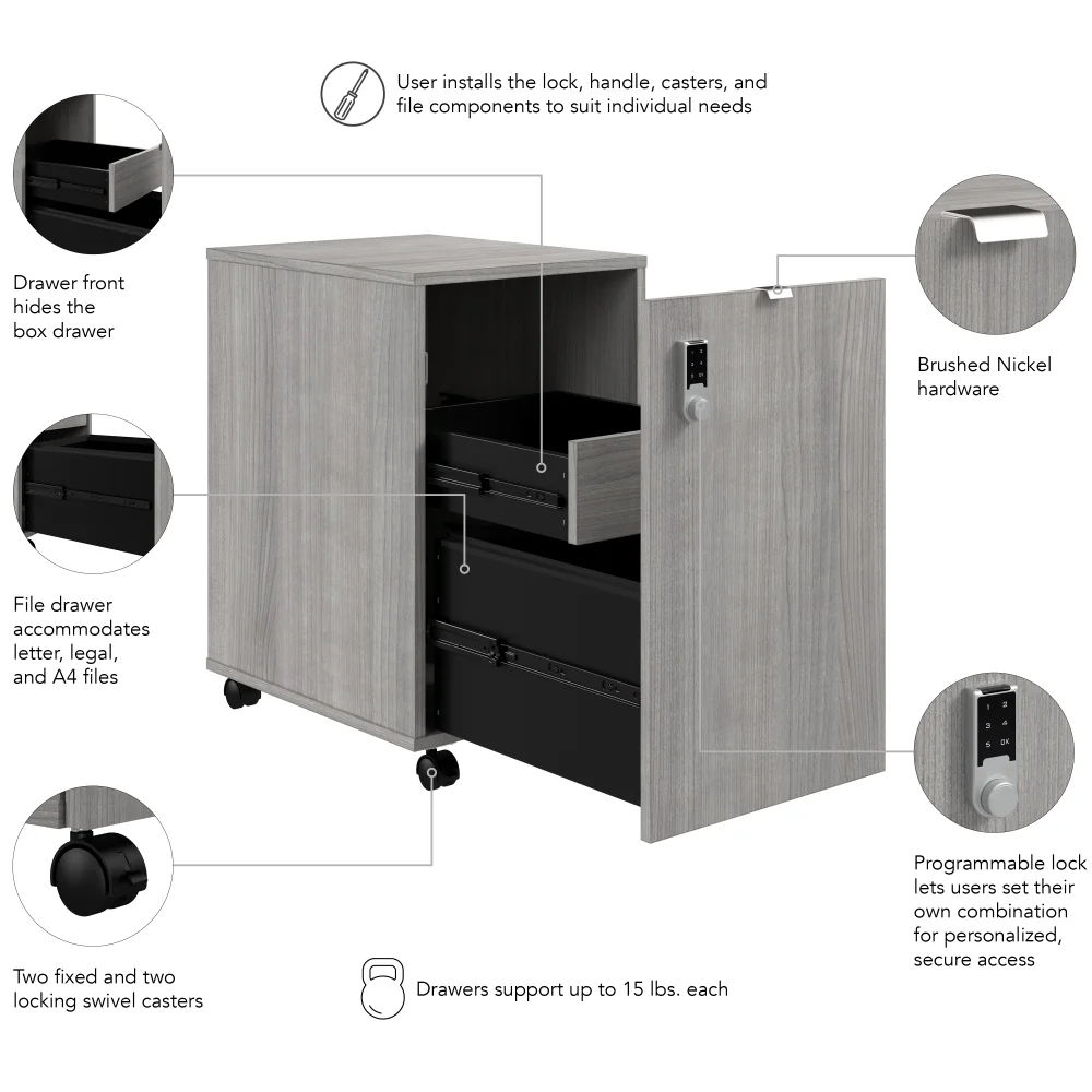 Assure Mobile File Cabinet with Drawers and Keypad Lock - Image 18