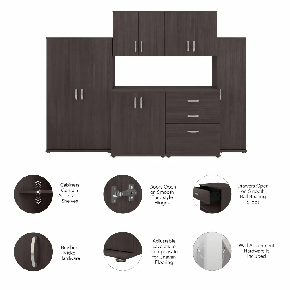 Universal 108W 6 Piece Modular Storage Set with Floor and Wall Cabinets - Image 12