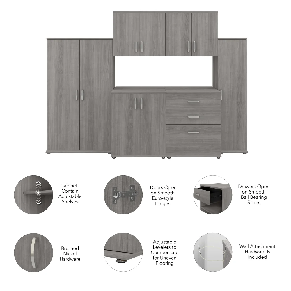 Universal 108W 6 Piece Modular Storage Set with Floor and Wall Cabinets - Image 18