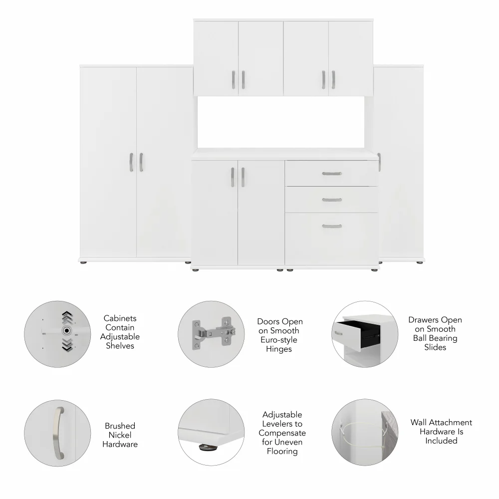 Universal 108W 6 Piece Modular Storage Set with Floor and Wall Cabinets - Image 6